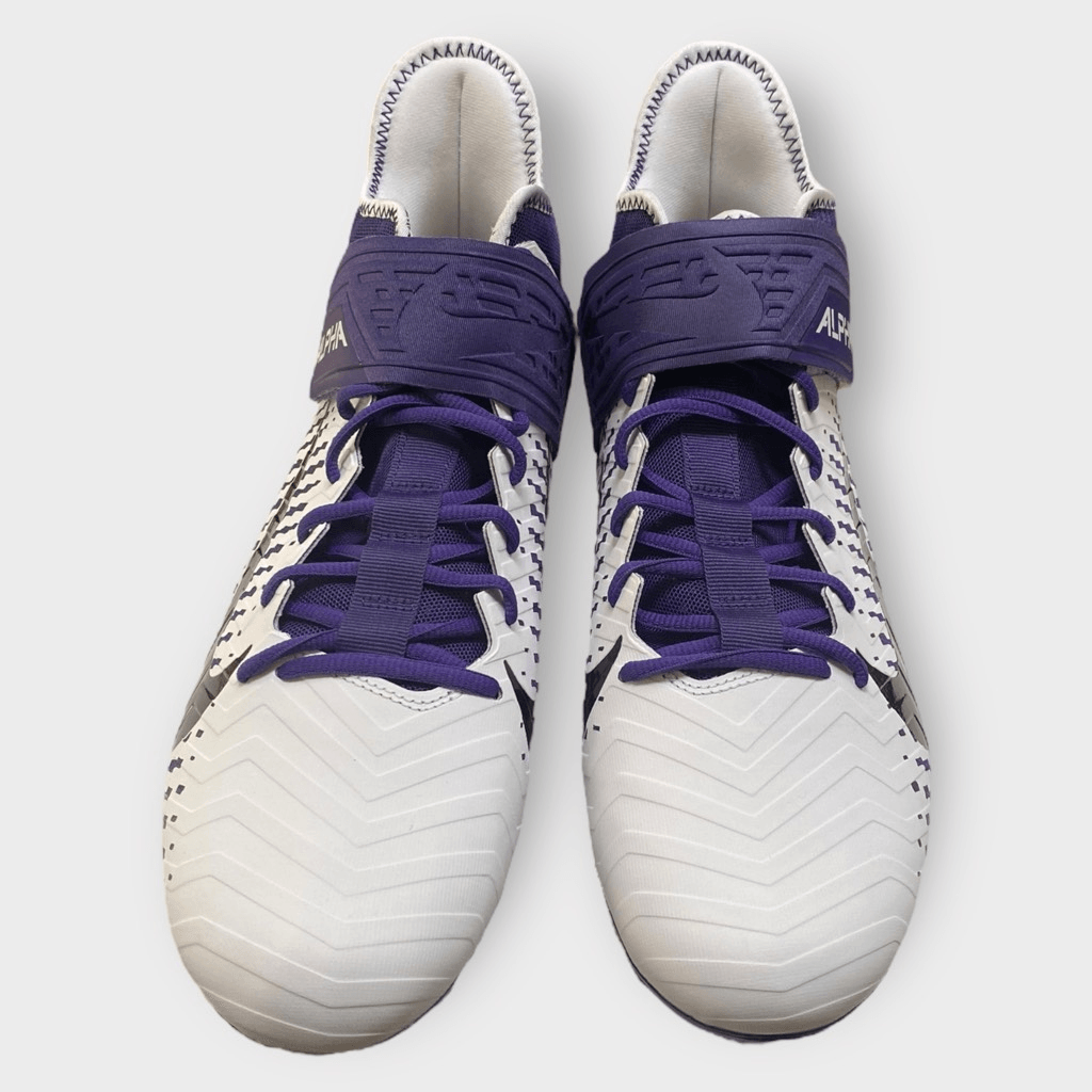 Nike Alpha Menace Pro 2 Mid White Purple Football Cleats  display picture 1