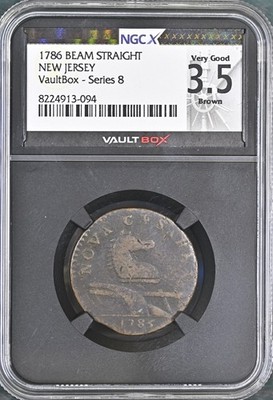 1786 Beam Straight New Jersey NGC VF25 BN OLD HISTORIC COLONIAL