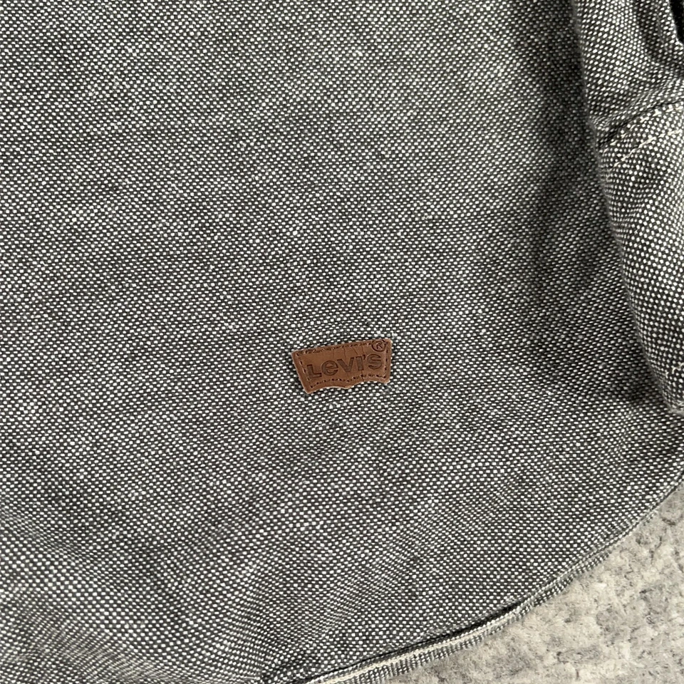 Levis Western Shirt Mens Large Grey Linen Blend Pearl Snap Long Sleeve Cowboy - Image 4 of 4