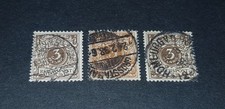 Dt.  Reich, 3x Mi.-Nr. 45 PF I Plattenfehler mit Farbvarianten, gestempelt.