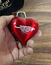 Personalized Red Heart Keepsake Urn  Brass Memorial Urn for Ashes
