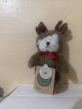 Peluche vintage de reno de Navidad Boyds Bears "Ansel" 8" con etiquetas