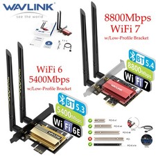 WAVLINK PCI-E WiFi Card 8800Mbps Desktop PCIe WIFI 6E/7 BT Adapter Intel AX210