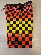 Y Sz XL 13-15yrs Boy's Hurley Board Shorts Swim Trunks Liner Racing Checkered
