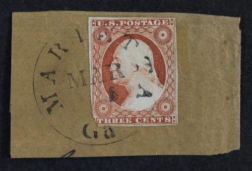 CKStamps: US Stamps Collection Scott#10A 3c Washington Used on Piece