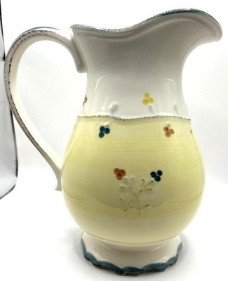 The Cellar Whiteware Ceramic Large Pitcher Handcrafted Italy 1 Gallon Multi