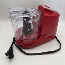 Ambiano Mini Food Chopper 1.5 Cup Red W/ Safety Lock Lid 