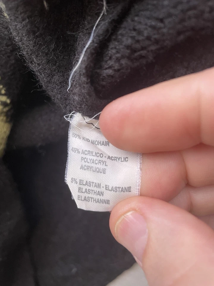 Vintage Nicole et Charlotte Italy Mohair Argyle Jumper Black Green Medium Italy - Image 3 of 4