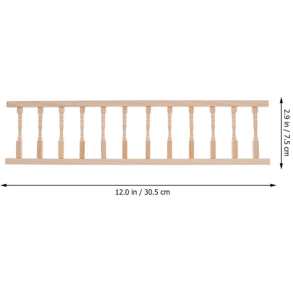 2x Dollhouse 1:12 Miniature Railing Handrail Plain Fence Wooden Garden Accessory - Image 2 of 4