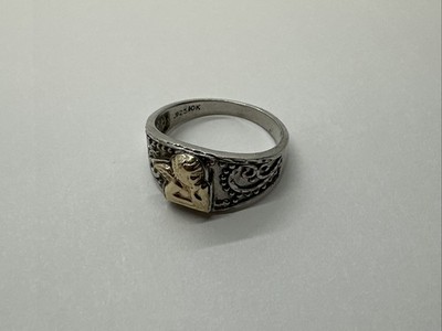 Michael Anthony 10k Yellow Gold and Sterling Silver Cherub Angel Ring Size 8.25