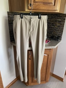 Adidas Golf Pant Men 34x30 Beige Performance Activewear Stretch Flat Front
