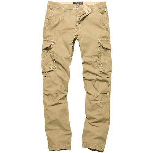 Vintage Industries Reef Pants Mens Cargo Trousers Bottoms Cotton Dark Khaki