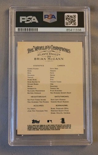 Brian McCann signed 06 Topps Allen & Ginter Baseball rookie card RC IP auto PSA - Picture 3 of 3