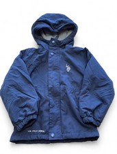 U.S. Polo Assn Jacket Boys 5/6 Navy Grey Hooded Puffer Fleece Lined