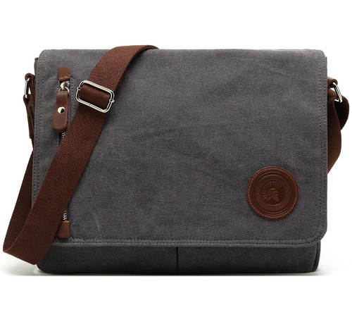 Vintage Men's Canvas Messenger Bag Laptop Shoulder Satchel Crossbody (M36_Grey)