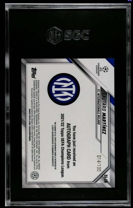 2021-22 Topps UCL Jade Lautaro Martinez Autograph Auto /100 SGC 10 - Image 2 of 2