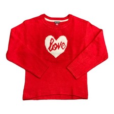 Vince Camuto Girl's Long Sleeve Soft Knit Valentine's Day Sweater Love, M 
