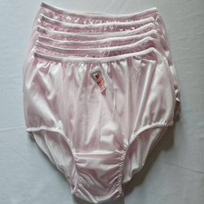 6pc Underwear Nylon Comfort Woman Granny Panties Briefs High Waist 32"-36"L/Pink