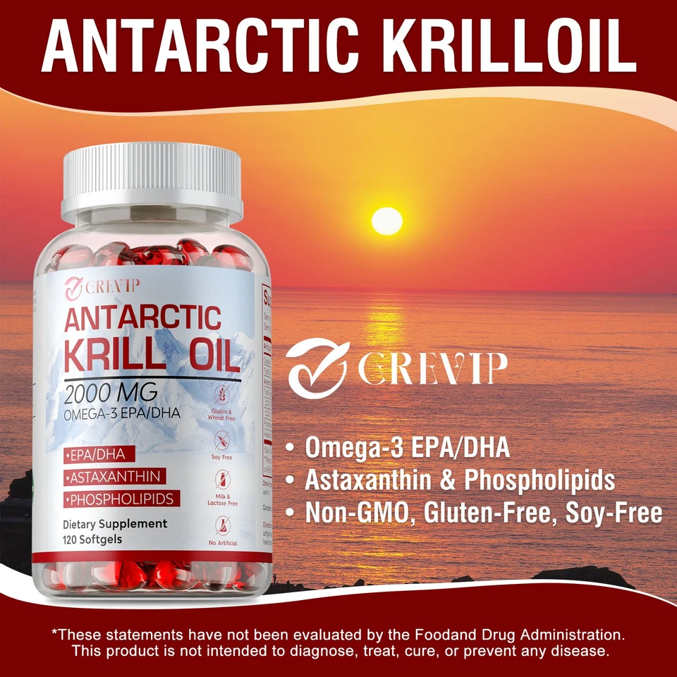 Antarctic Krill Oil 2000mg - with Omega-3 EPA, DHA , Astaxanthin & Phospholipids - Image 4 of 4