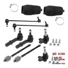 10 Pcs Front Suspension Kit Inner Outer Tie Rod Ends Front Sway Bar Link