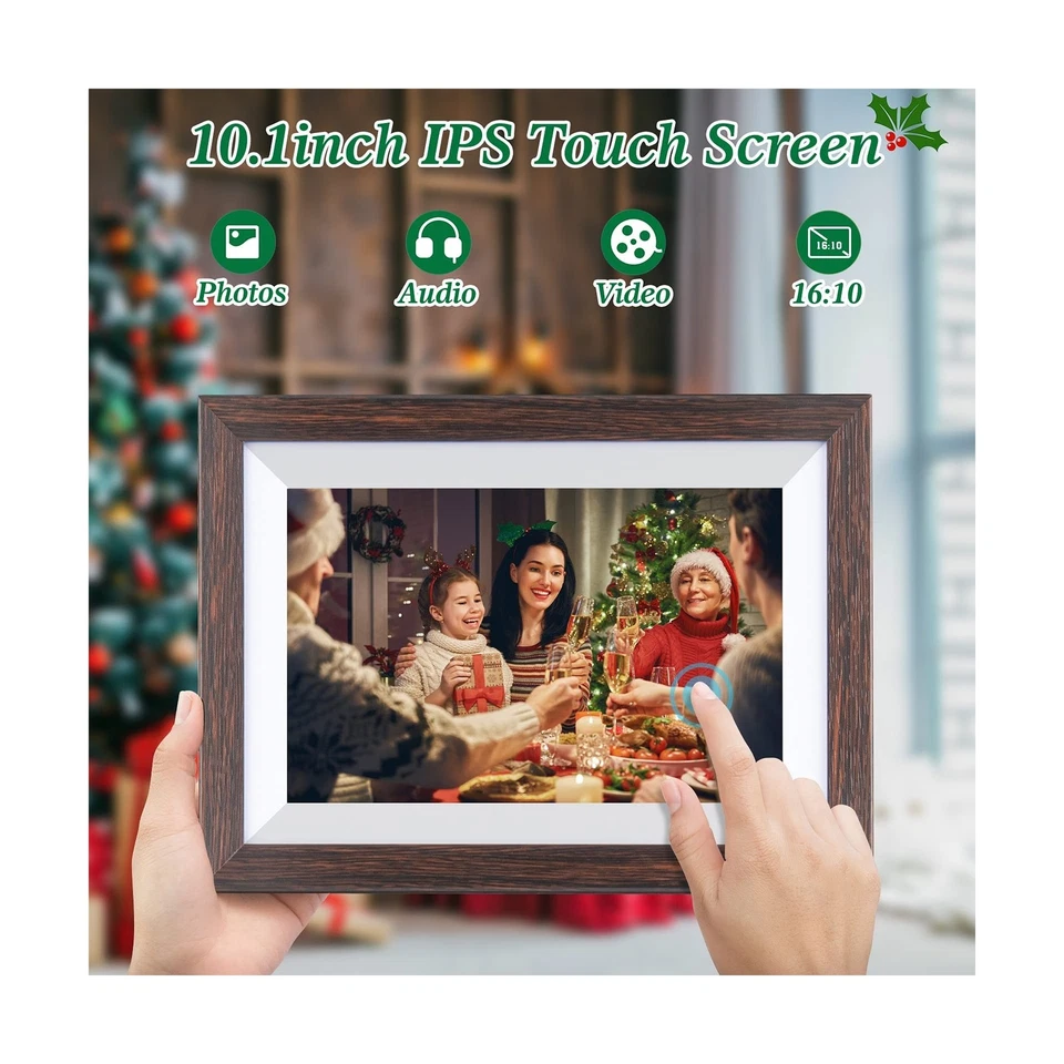Weipan 10.1" Smart WiFi Digital Photo Frame - Brown Wood Frame - Image 3 of 4