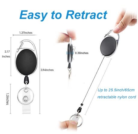 30 Packs Heave Duty Badge Reels Retractable with Carabiner Belt Clip and Key ... - Imagen 2 de 6
