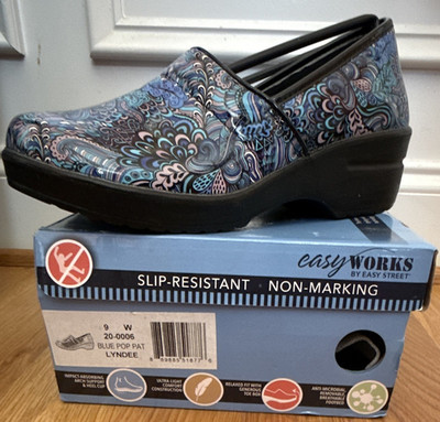 Easy Works by Easy Street Lyndee Women s 9W Patent Slip-On Slip Resistant