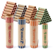512 Pcs Heavy Duty Preformed Coin Wrappers Rolls, Fits Quarters, Pennies, Nic...