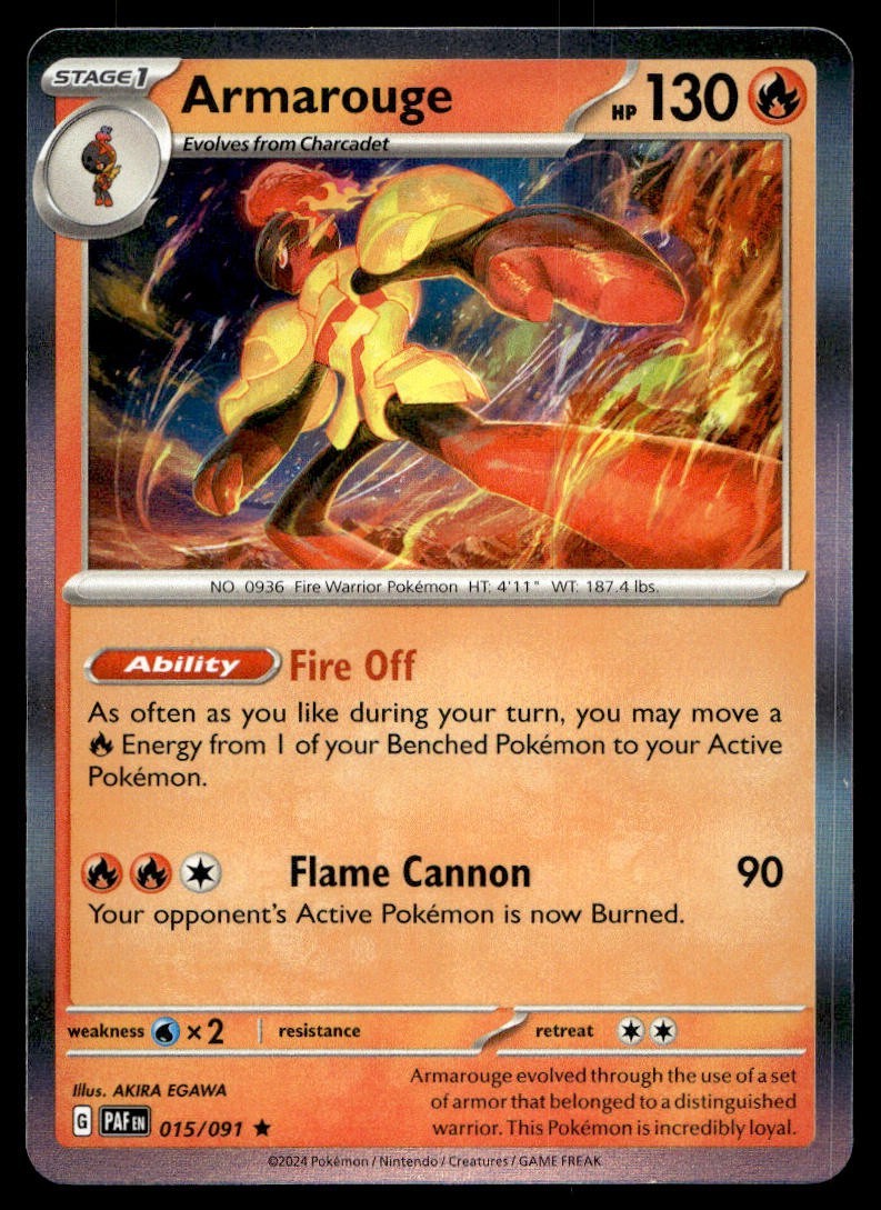 Armarouge 15/91 Pokemon Card Paldean Fates Rare 130 HP Holo Near Mint H10