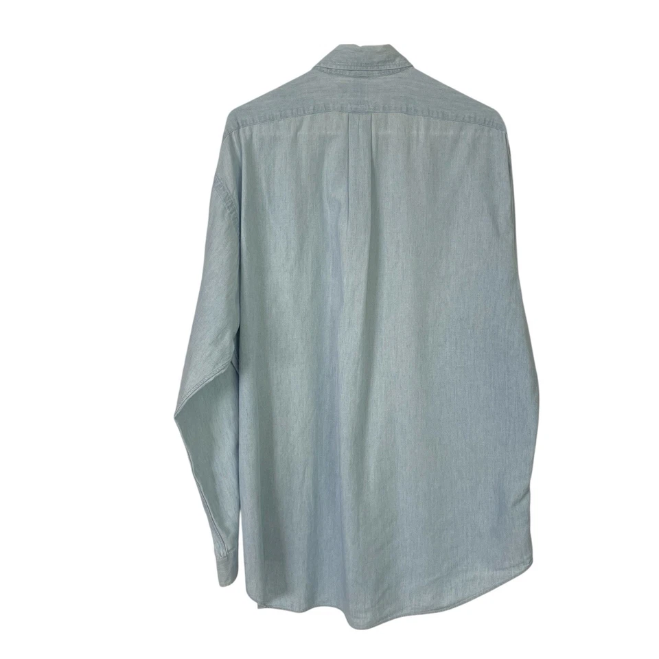Vtg Ralph Lauren Blaire Shirt Mens L Blue Denim Long Sleeve Button Down Down - Image 3 of 4