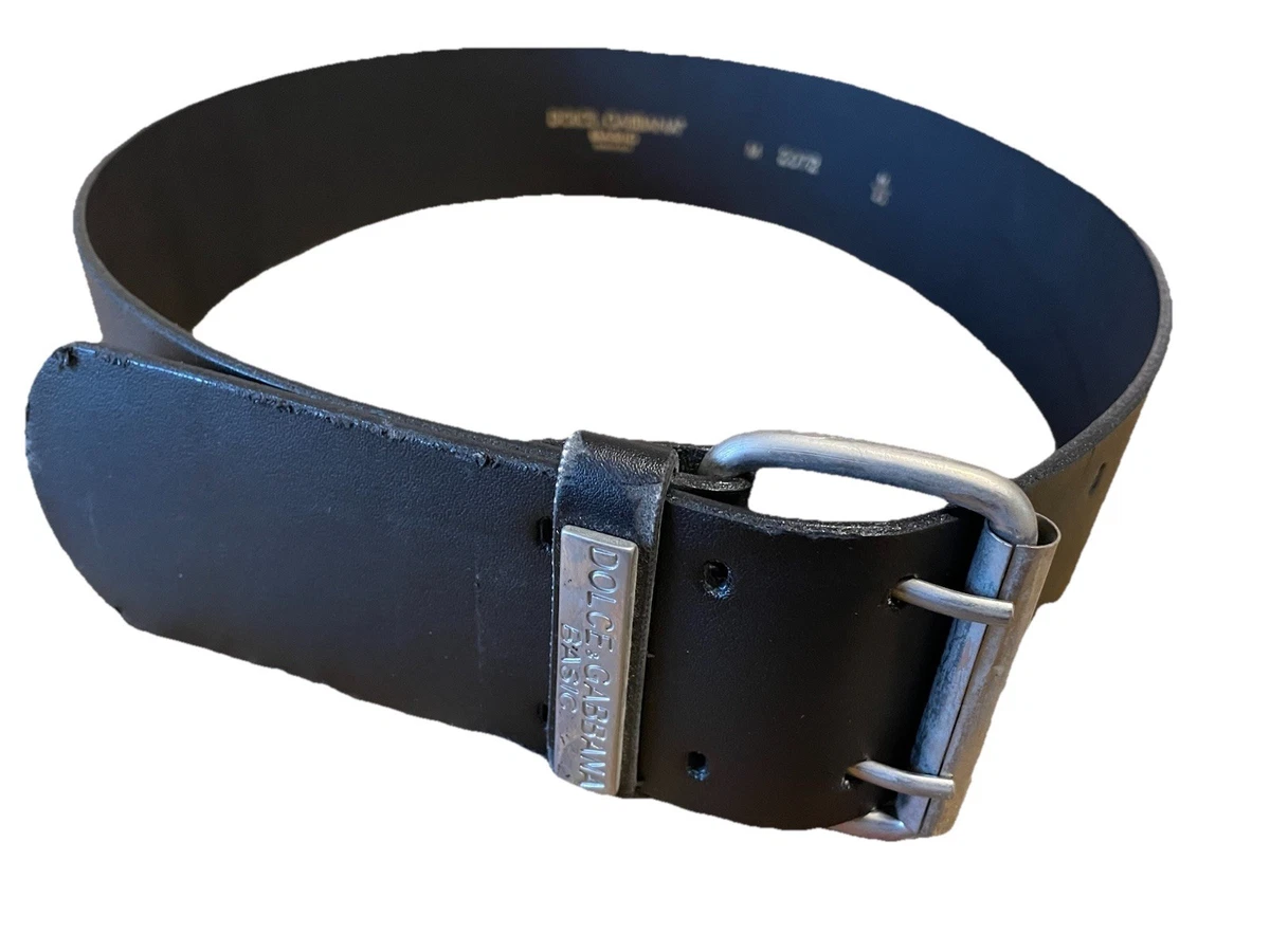Dolce & Gabbana Black Solid Leather Classic Waist Buckle Women\'s Belt Authentic Dolce & Gabbana Black Patent Leather Belt Silver  main image 2