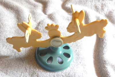 Very Cute Vintage Plastic Teeter Totter w/Bunny Seats for Dolls