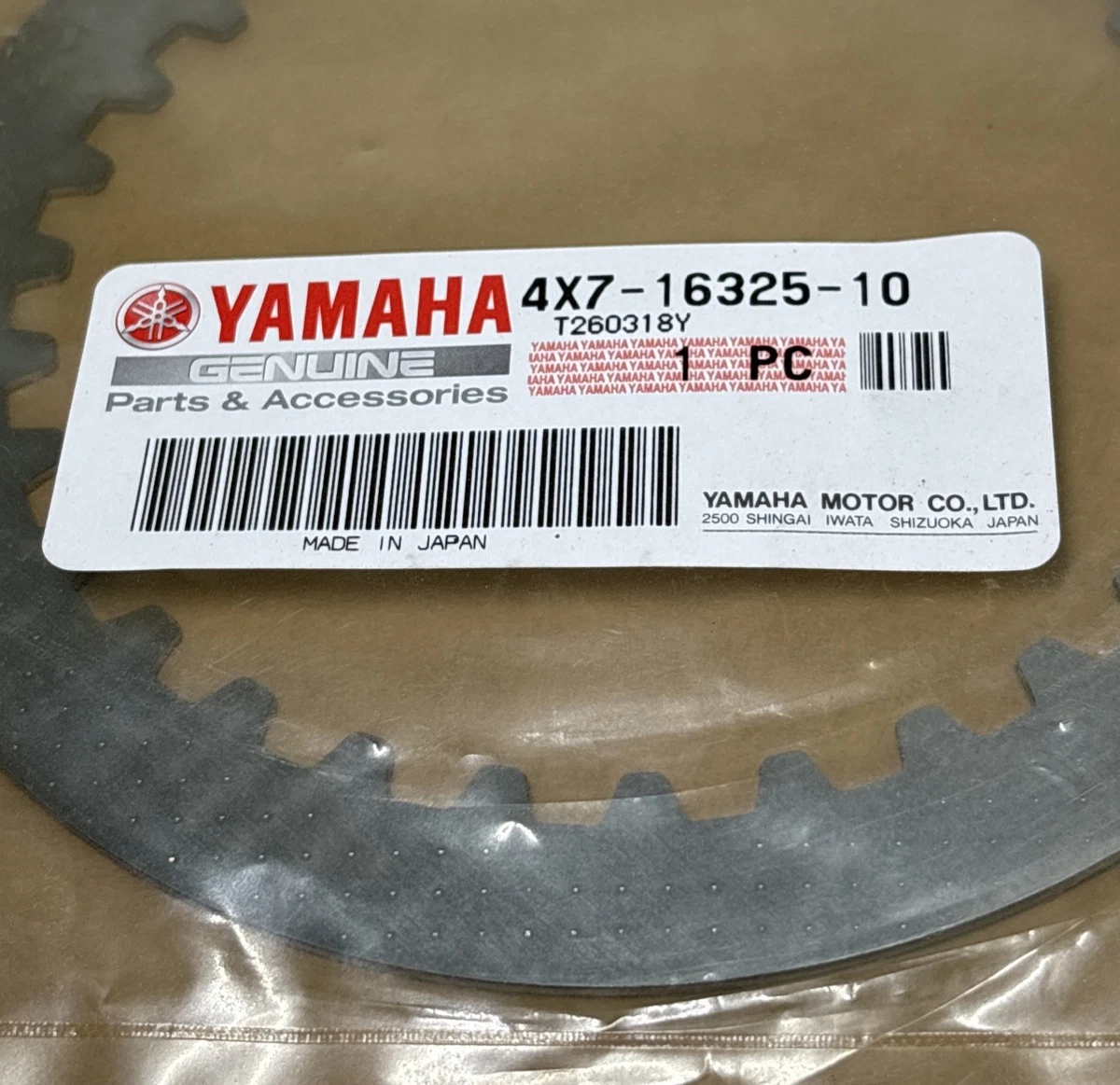 Genuine OEM Yamaha 4X7-16325-10 Clutch Plate Steel Disc New Made In Japan photo 3