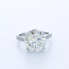 Side Stone Engagement Ring Classic 14K Gold 10.26 CT Round Natural Diamond G SI2