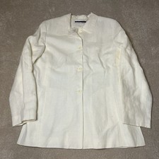 Amanda Smith Cream 100 Linen Blazer Jacket 4 Buttons padded shoulders womens 14