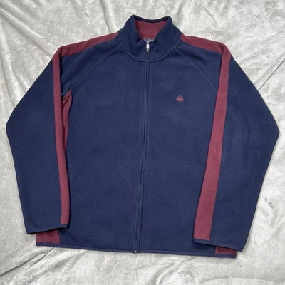Brooks Brothers 346 Full Zip Fleece Jacket Mens XL Blue/Red Trim Logo Colorblock - Image 1 of 4