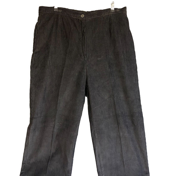 Mischief Black Corduroy Cord Mum Jeans Womens 24 Straight Leg Elastic Back