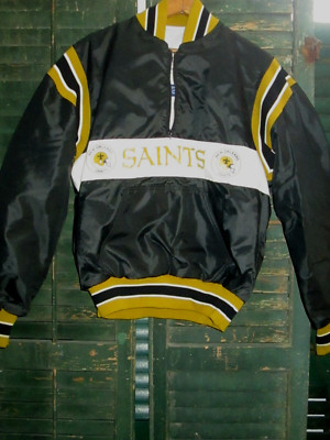 NEW ORLEANS SAINTS Vtg 80s 1990s Pullover DELONG Jacket sweater TALON USA S EUC