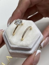 Round Cut Lab Created Diamond Bridal Set Ring 14k Yellow Gold E/VS1 2.2 Ct