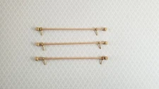 Dollhouse Miniature Curtain Rod Wood x3 1:12 Scale 4" long
