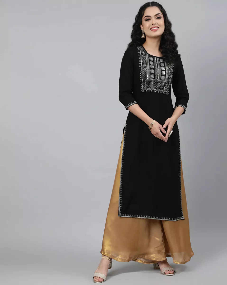 Buy Style and Culture Women's Ethnic Mangalgiri Cotton Kurti Straight  Pattern Brown Beige Color with Golden zari Border at Amazon.in