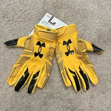 Under Armour Football Gloves UA F8 Glue Grip Receiver Yellow Black Adult XL NEW