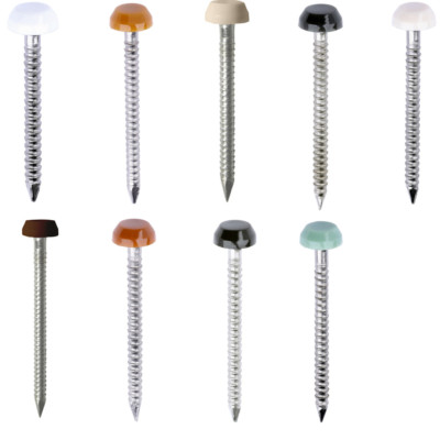 UPVC Poly Top Pins Nägel Kunststoff Kopf Faszien Befestigungen 25-40 mm alle Farben