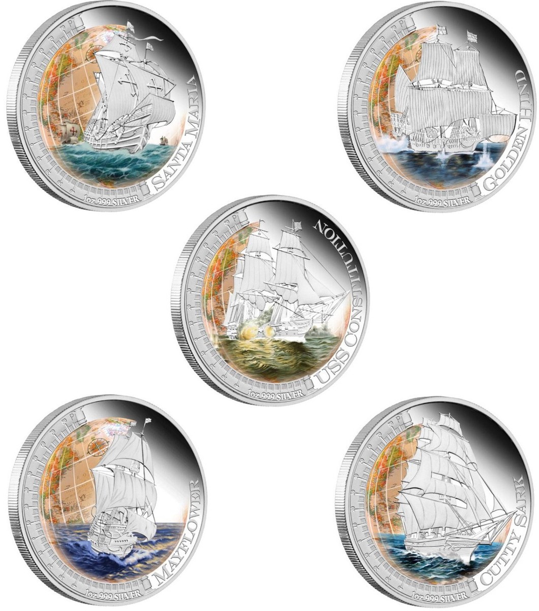 2011-2012 Tuvalu Ships That Changed The World - 5 X 1 oz Silver