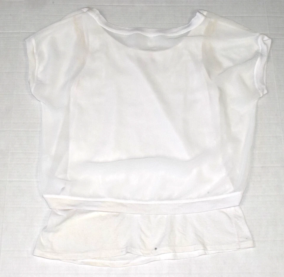 Camisa Top Bongo Sie M Años 90 2 Capas Blanco Transparente Sobre Camiseta sin Mangas Adjunta Foto 2 de 4