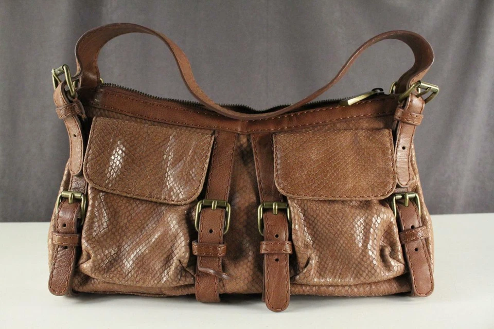 Cartera de Diseñador Moderno de KOOBA Rosa Marrón Piel de Serpiente Bolso de Hombro y Cubierta Foto 3 de 4