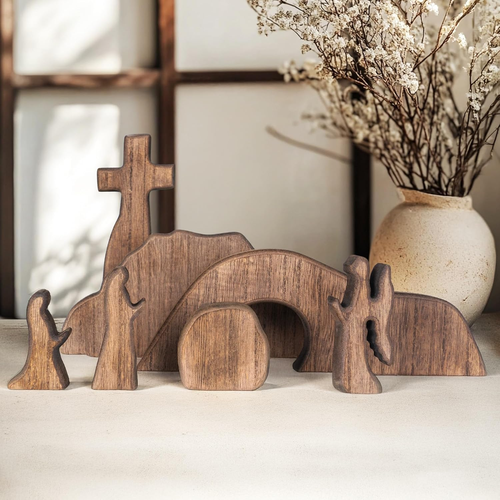 Empty Tomb Easter Scene and Cross Decoration, Wooden Easter Resurrection Scene C - Picture 10 of 12