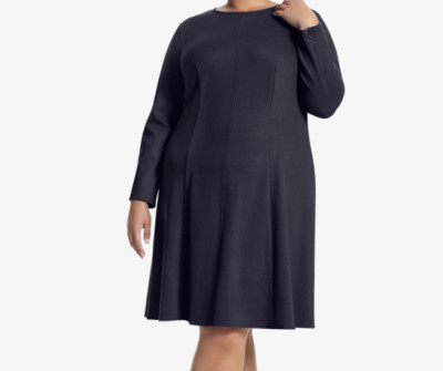 MM Lafleur Ellis Dress Textured Ponte Dark Blue Size 3X  Long Sleeve NWT