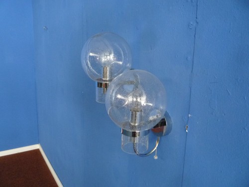 2 Limburg Chrome & Glass Wall Lights 1960s Design Excellent Condition Interior Home - Picture 5 of 11