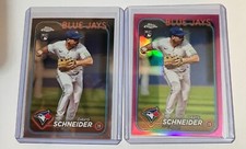 2024 Topps Chome Baseball Davis Schneider #290 Lot of 2 Base and Pink
